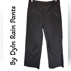 By Dyln Rain Pants Womens Sz M Black All Nylon Waterproof Wide Leg Zipper Pocket